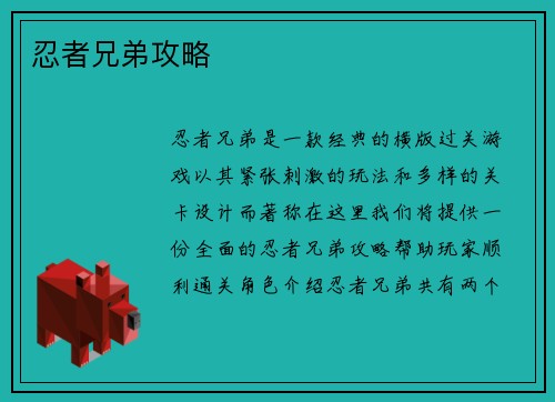 忍者兄弟攻略